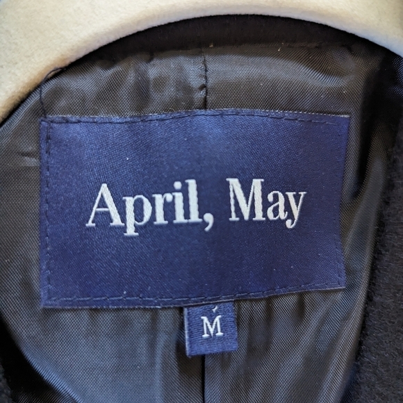 April May Plaid Buffalo Check Wool Blend Jacket Open Front Blazer Coat M - Picture 8 of 15